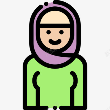 穆斯林女权主义12直系肤色图标图标