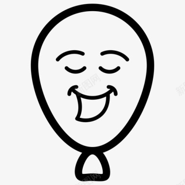 舌头伸出气球气球表情符号气球脸图标图标