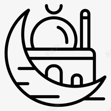 新月伊斯兰教月亮图标图标