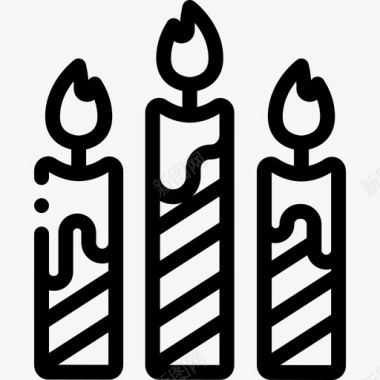 蜡烛聚会和庆祝16直线图标图标