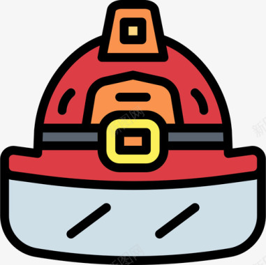 消防员头盔2号消防站线性颜色图标图标