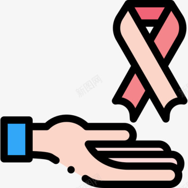 丝带世界癌症意识日11线性颜色图标图标
