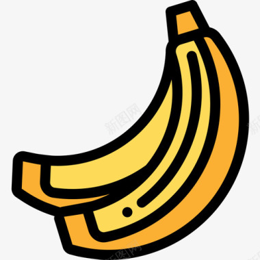 香蕉纯素食品原色图标图标