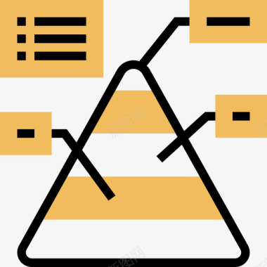 金字塔数据分析黄色阴影图标图标