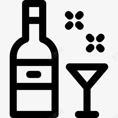 葡萄酒瓶冬季61直线型图标图标