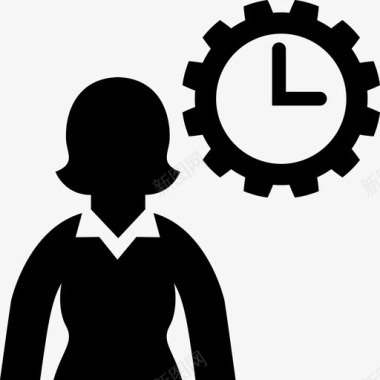工作时间女商务员时钟图标图标