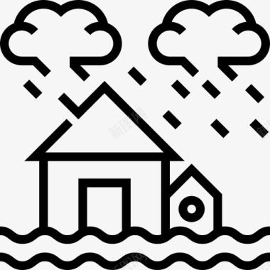 洪水保险33线性图标图标