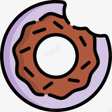 甜甜圈糖果和糖果14线性颜色图标图标