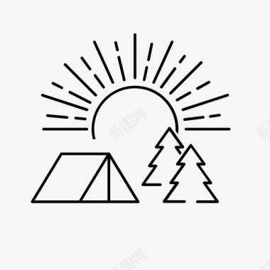 露营露营地自然图标图标