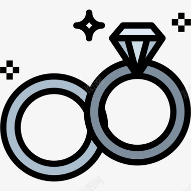 结婚戒指家庭24线性颜色图标图标
