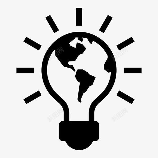 节能节电地球图标svg_新图网 https://ixintu.com 地球 灯泡 绿色能源图标 节电 节能 节能器