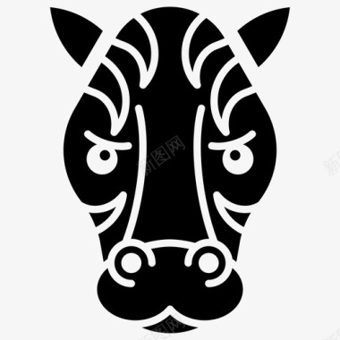斑马脸动物表情符号图标图标