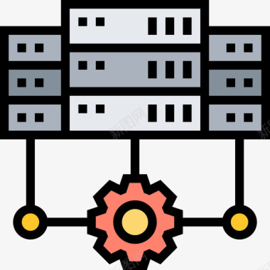 服务器网络共享7线性颜色图标图标
