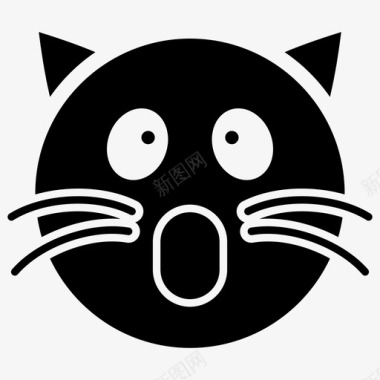 惊讶的猫脸表情符号情感图标图标