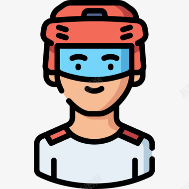 曲棍球运动员体育头像14线性颜色图标图标