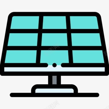 太阳能电池板智能家庭8线性颜色图标图标