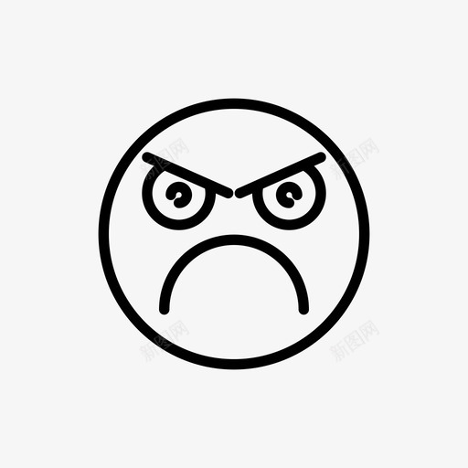 生气表情脸图标svg_新图网 https://ixintu.com 喜怒无常 生气 粗暴 脸 表情 表情线