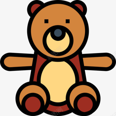 泰迪熊24家庭直线颜色图标图标