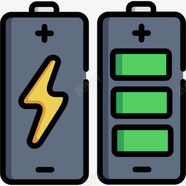 电池电子63线性彩色图标图标