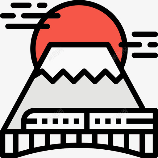 富士山日本53线性颜色图标svg_新图网 https://ixintu.com 富士山 日本53 线性颜色