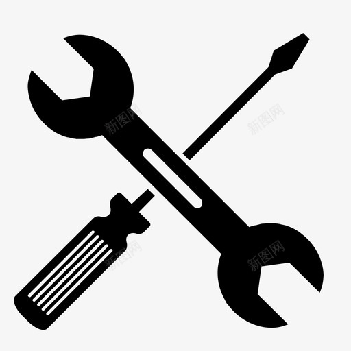 扳手和螺丝刀固定器工具图标svg_新图网 https://ixintu.com 固定器 工具 工具和设备 扳手和螺丝刀