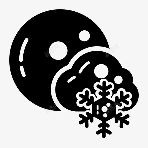 降雪夜晚天气图标svg_新图网 https://ixintu.com 42图标集天气 冬天 夜晚 天气 降雪