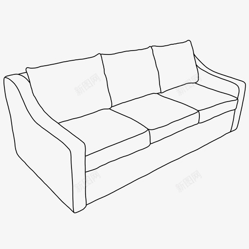 线条艺术沙发靠垫家具图标svg_新图网 https://ixintu.com 坐椅 家具 座椅 手绘 沙发 线条 艺术 长沙 靠垫
