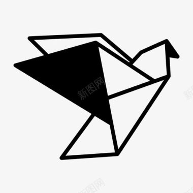 折纸鸟动物飞行图标图标