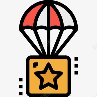降落伞军用32线型颜色图标图标