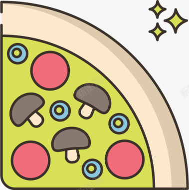 披萨食品饮料6线性颜色图标图标