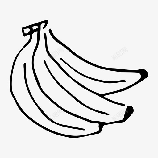香蕉水果素描图标svg_新图网 https://ixintu.com 水果 素描 香蕉 黑白水果