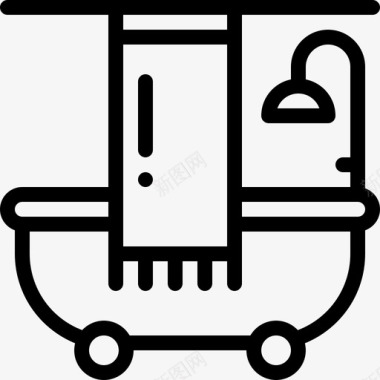 浴缸家具42线性图标图标