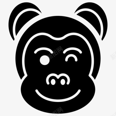 眨眼猴表情符号情感图标图标