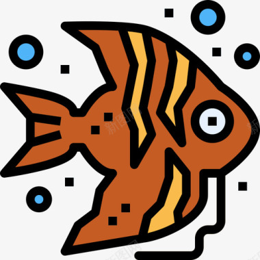 天使鱼水族馆3线状颜色图标图标