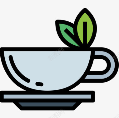 茶杯咖啡厅85线性颜色图标图标