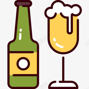 啤酒啤酒32线性颜色图标图标