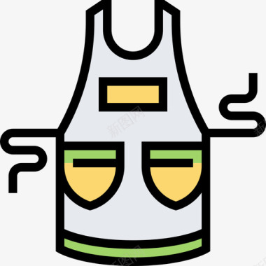 围裙烧烤和烧烤3线性颜色图标图标