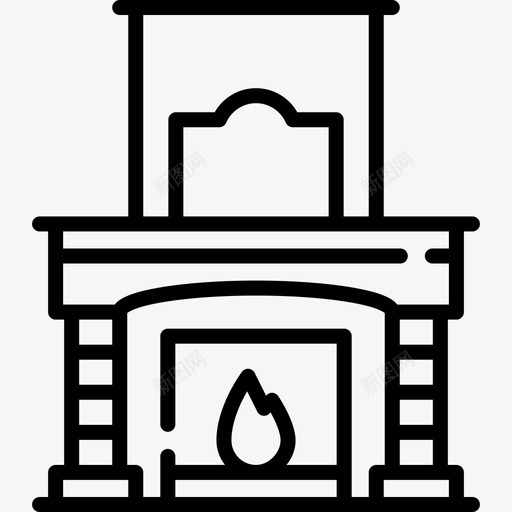 壁炉复古装饰18线形图标svg_新图网 https://ixintu.com 壁炉 复古装饰18 线形
