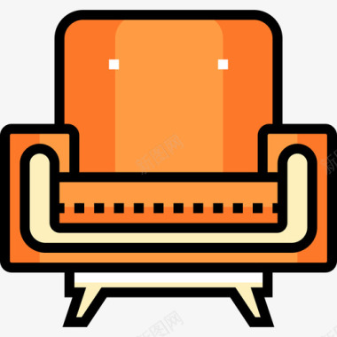 扶手椅家具47线性颜色图标图标