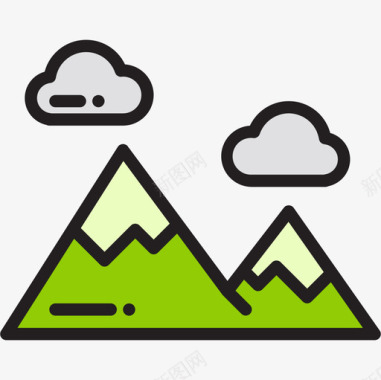 山地能源生态3线状色彩图标图标