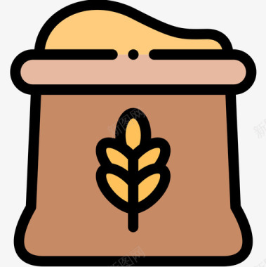 小麦面包房94线性颜色图标图标