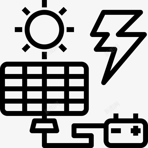 太阳能电池电5线性图标svg_新图网 https://ixintu.com 太阳能电池 电5 线性