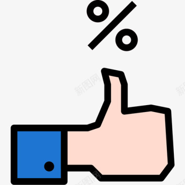 竖起大拇指贷款6线性颜色图标图标