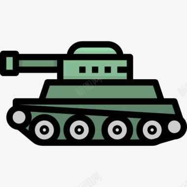 坦克军用32线性颜色图标图标