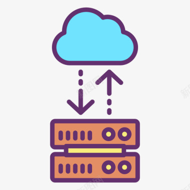 服务器网站服务器和主机4线性颜色图标图标