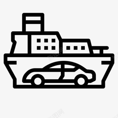 渡轮运输车船运输图标图标