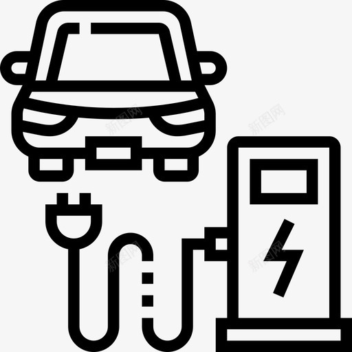 充电智能汽车线性图标svg_新图网 https://ixintu.com 充电 智能 汽车 线性