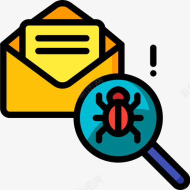 电子邮件网络安全16线性颜色图标图标