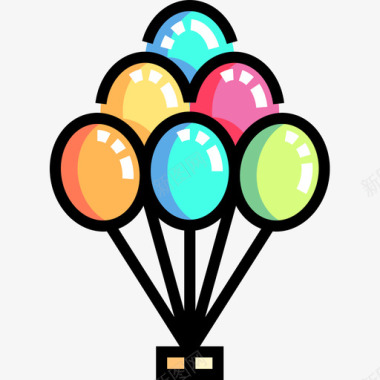 气球游乐园26线性颜色图标图标