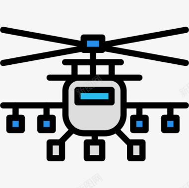 直升机军用27线性颜色图标图标